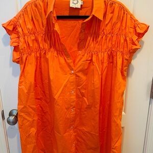 Bright Orange Button-Front Mini Dress